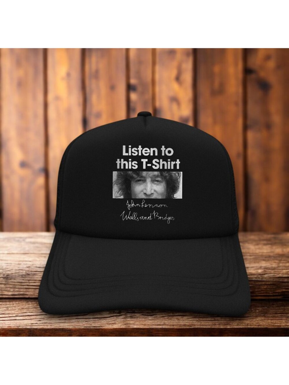 John Lennon Walls & Bridges Listen To This T-Shirt Mens Trucker Hat Black